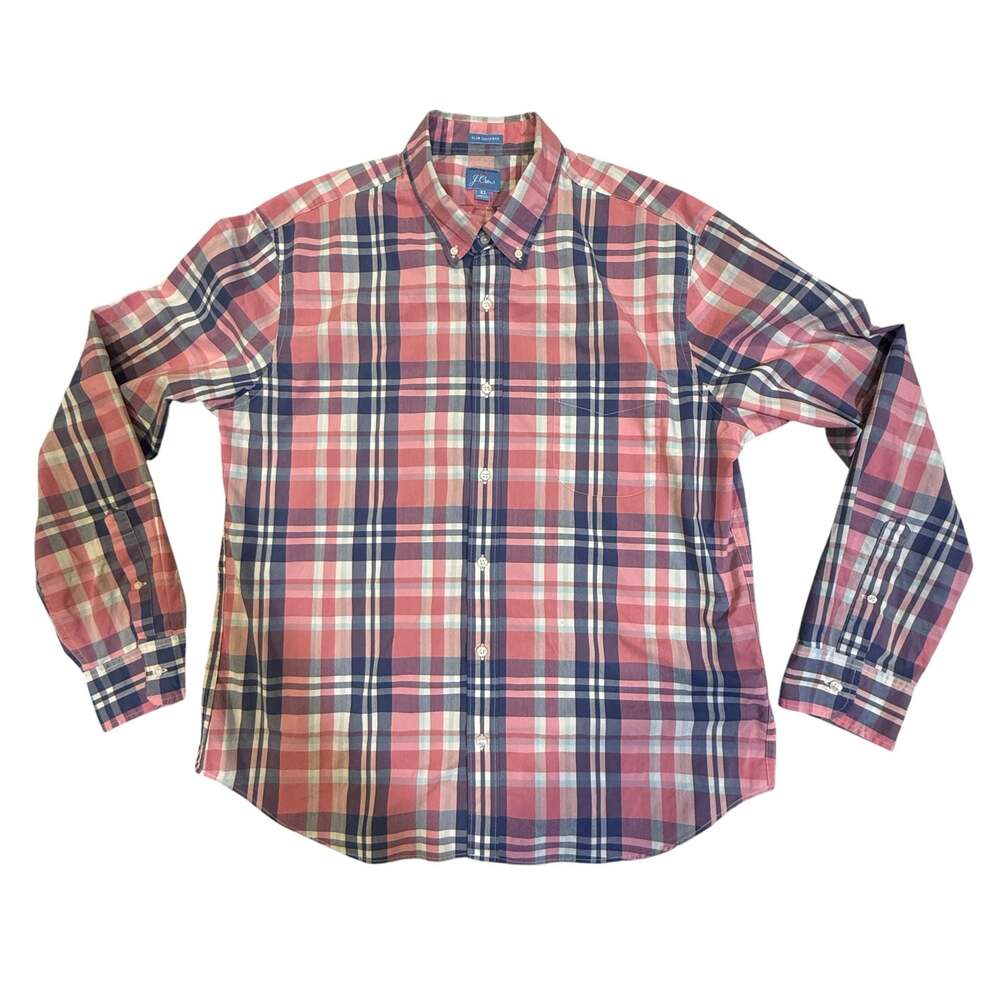 J.Crew Secret Wash Slim Untucked Plaid Button Down Shirt XL